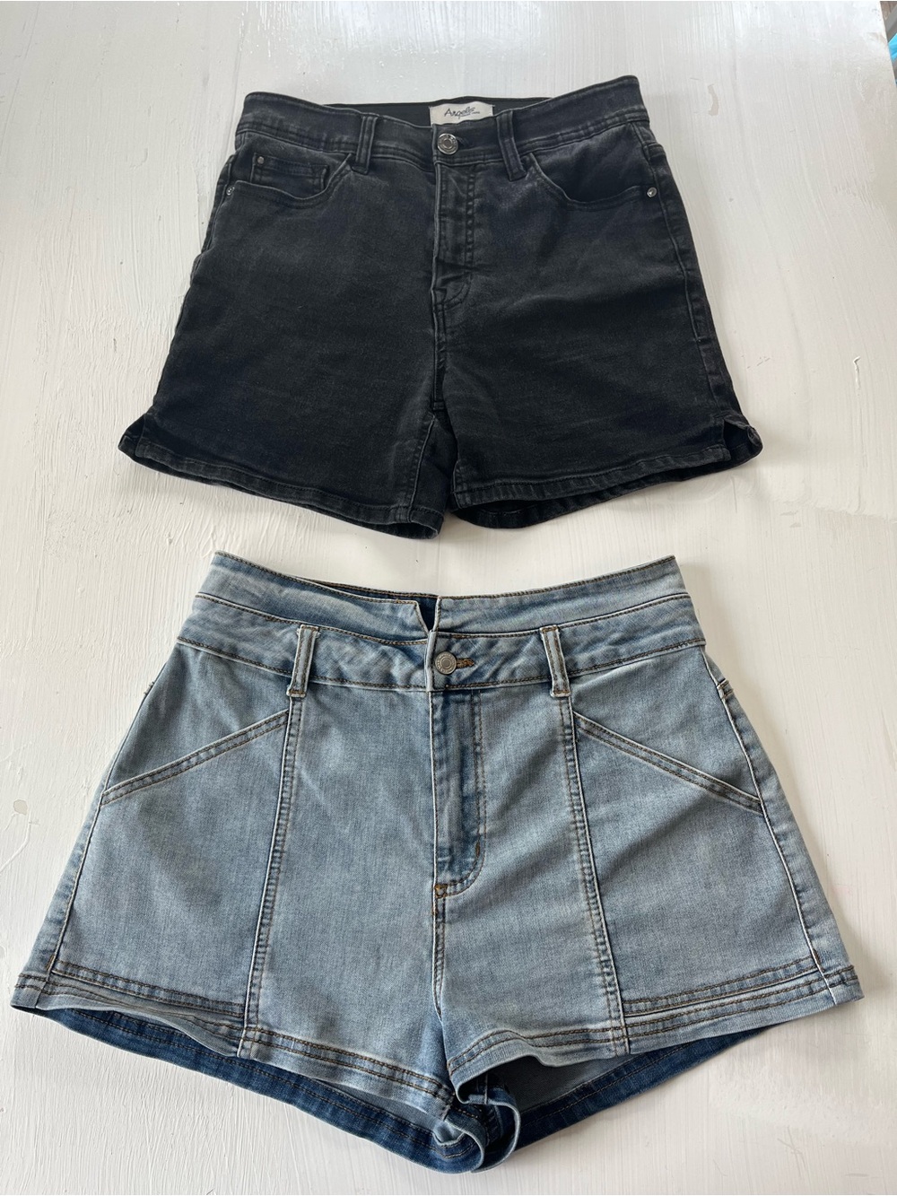Two Pair of Women’s Denim Shorts Black and Light Blue
